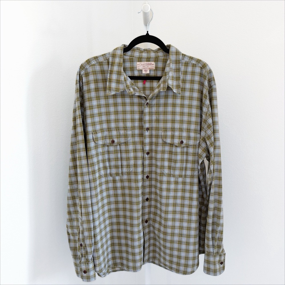 Vintage CC Filson Shirt Mens XXL Green Plaid Button Up Alaskan Guide Long Sleeve